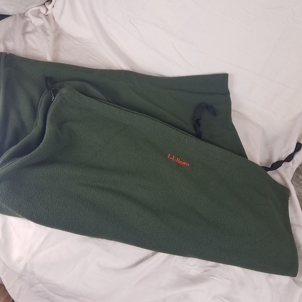 L.L. Bean Fleece Sleeping Bag camp travel Liner Green Excellent BLW3 Zip Blanket